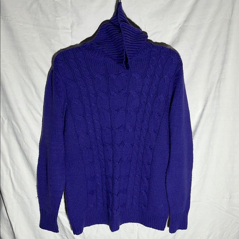 New York & Company Purple Cowl Turtleneck Sweater